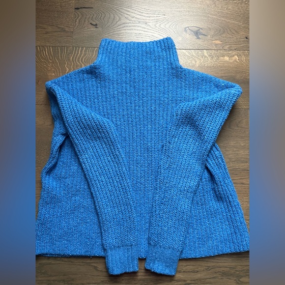 Anthropologie Funnel Neck Oversized Cotton Blend Sweater In Cobalt Blue Size XS - Picture 14 of 16